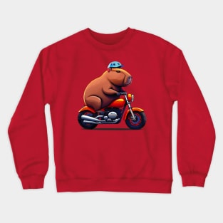 Capybara on motocycle design Crewneck Sweatshirt